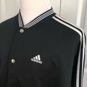 Adidas team strip polyester snap button bomber